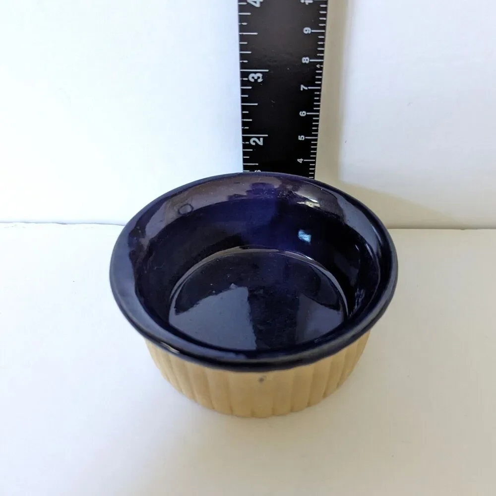 The Great American Stoneware Factory Ramekin Set of 2 Cobalt Glaze Ovenware